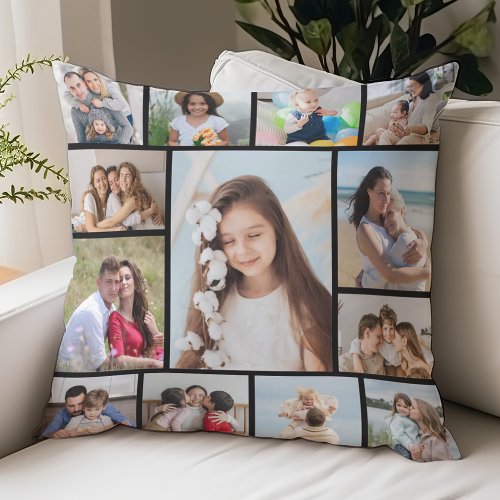Create Your Own 13 Photo Collage Throw Pillow