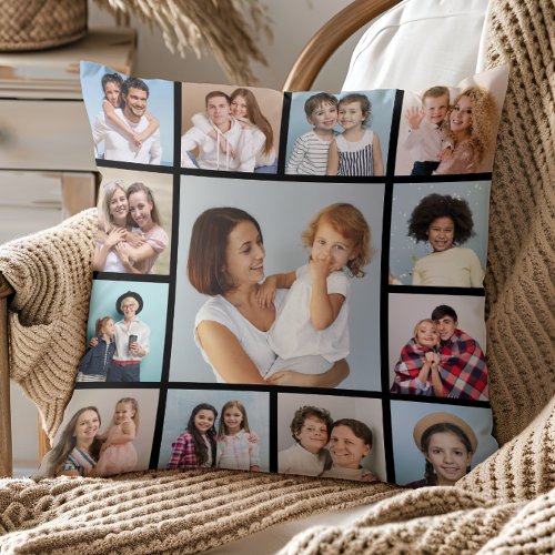 Create Your Own 13 Photo Collage Throw Pillow