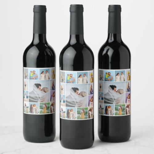 Create Your Own 13 Photo Collage Wine Label