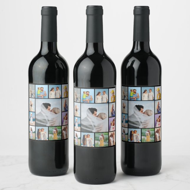 Create Your Own 13 Photo Collage Wine Label (Bottles)