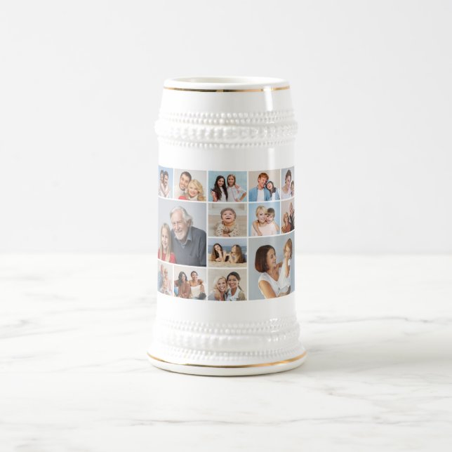 Create Your Own 14 Photo Collage Beer Stein (Center)
