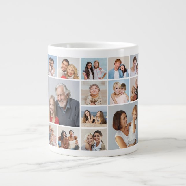 Create Your Own 14 Photo Collage Giant Coffee Mug (Front)