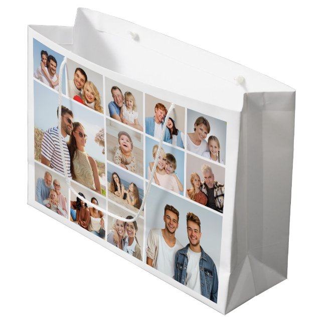 Create Your Own 14 Photo Collage Large Gift Bag (Front Angled)