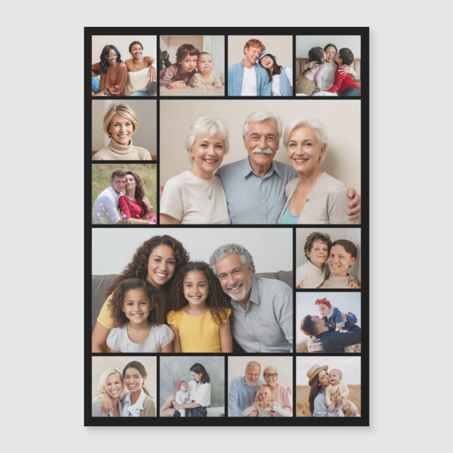Create Your Own 14 Photo Collage Magnetic Card (Front)