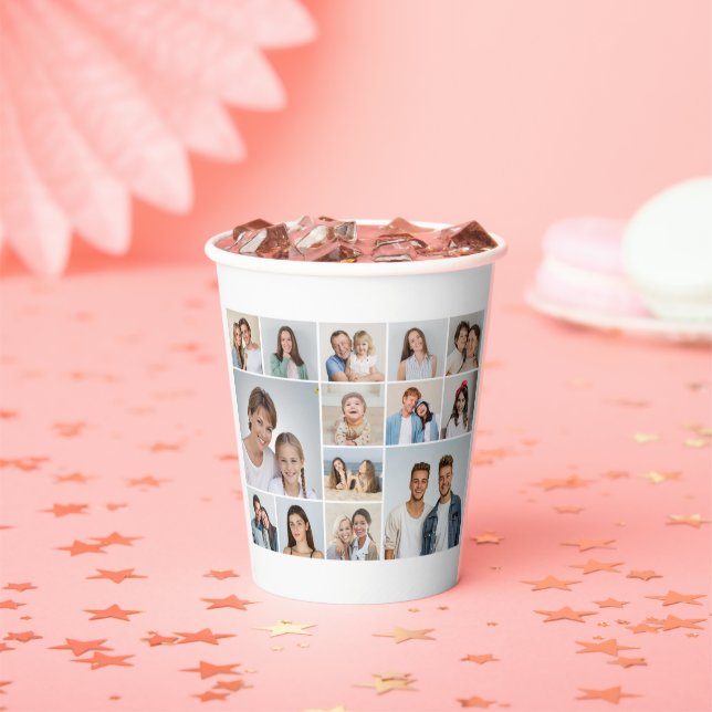 Create Your Own 14 Photo Collage Paper Cups (Insitu)