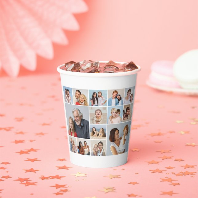 Create Your Own 14 Photo Collage Paper Cups (Insitu)