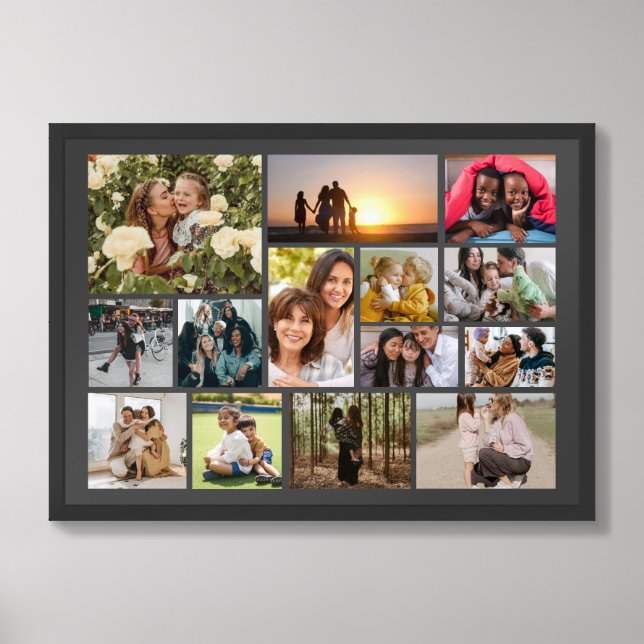 Create Your Own 14 Photo Collage Photo Block Framed Art (Framed Front)