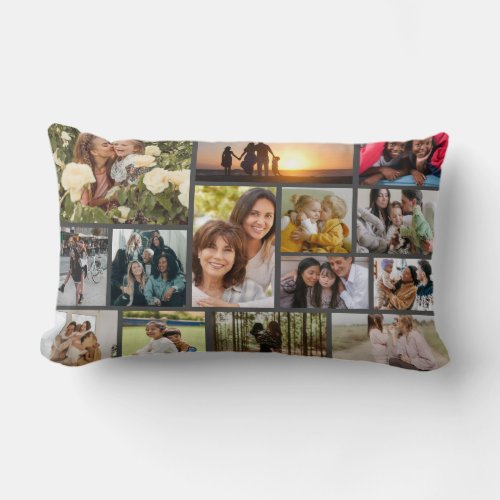 Create Your Own 14 Photo Collage Photo Block Lumbar Pillow