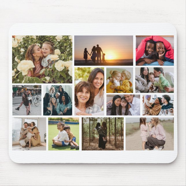 Create Your Own 14 Photo Collage Photo Block Mouse Pad (Front)