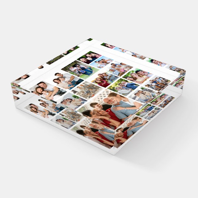 Create Your Own 14 Photo Collage Poster Paperweight (Angled)