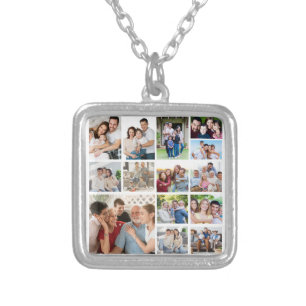 Create Your Own 14 Photo Collage Silver Plated Necklace