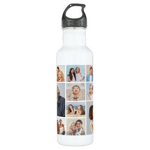 Create Your Own 14 Photo Collage Stainless Steel Water Bottle