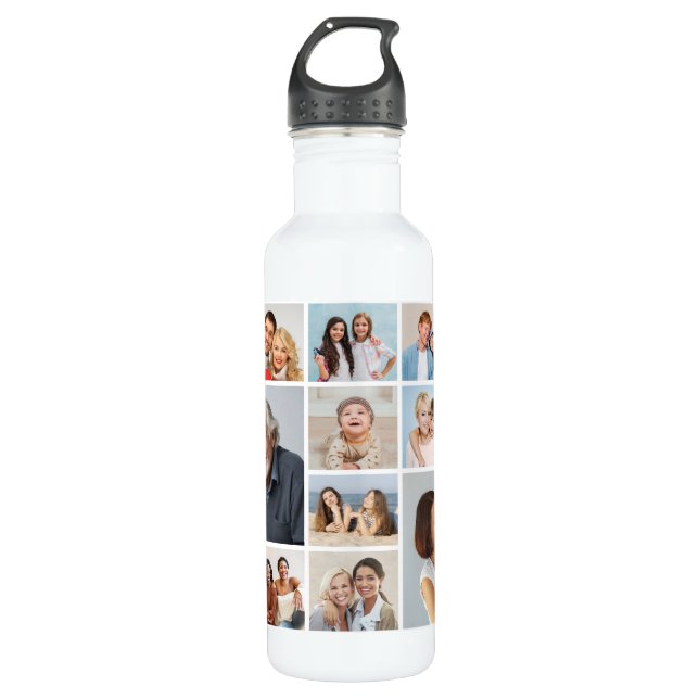 Create Your Own 14 Photo Collage Stainless Steel Water Bottle (Front)
