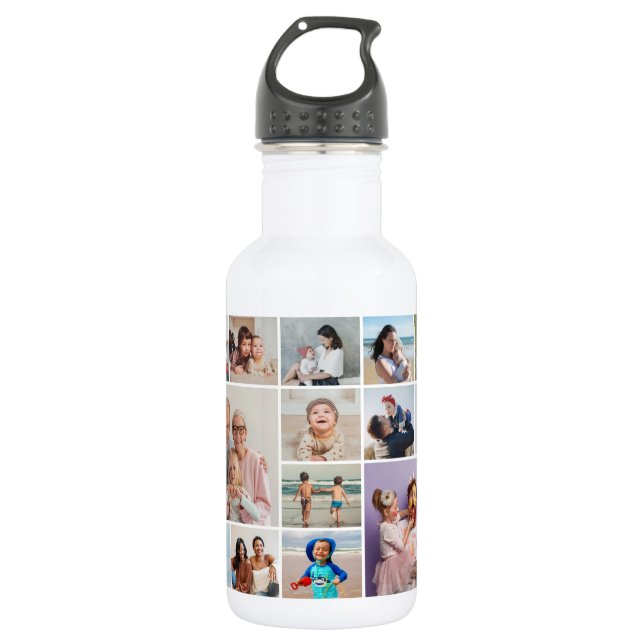 Create Your Own 14 Photo Collage Stainless Steel Water Bottle (Front)
