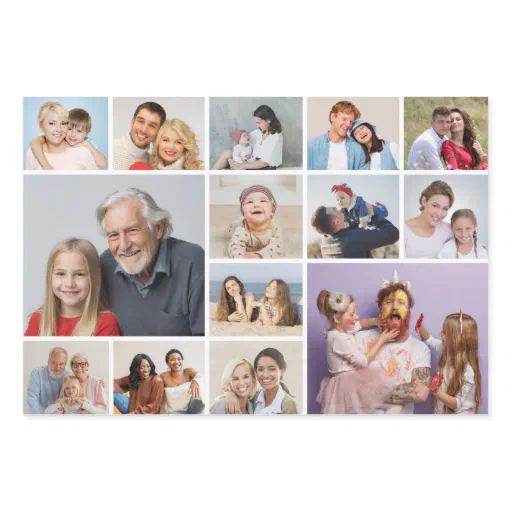 Create Your Own 14 Photo Collage Wrapping Paper Sheets