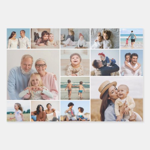 Create Your Own 14 Photo Collage Wrapping Paper Sheets