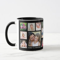 Create Your Own 15 Family Photo Collage Black Mug