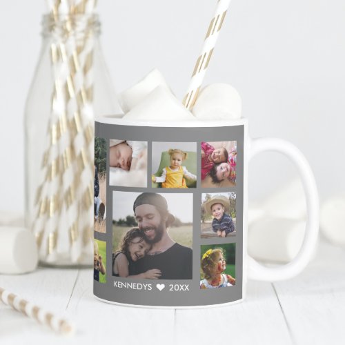 Create Your Own 15 Family Photo Collage Gray Coffee Mug