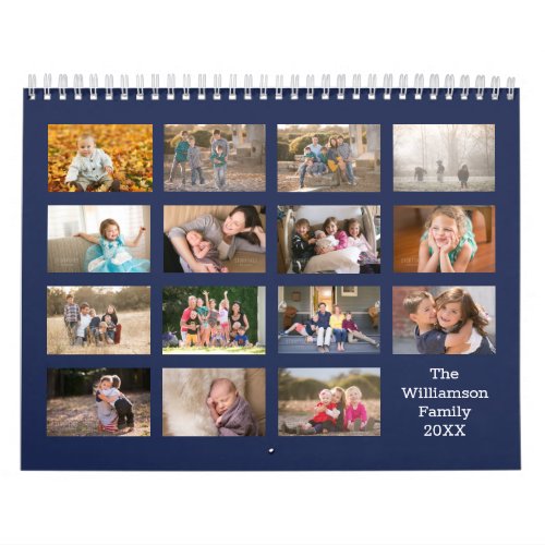 Create Your Own 15 Month Navy Cover Photo Calendar