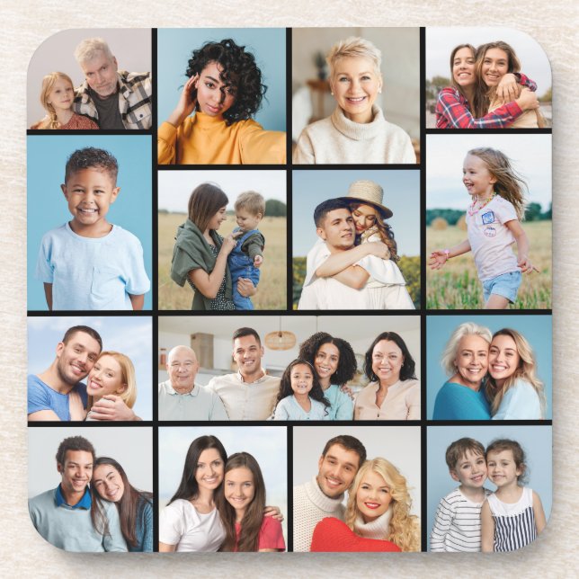 Create Your Own 15 Photo Collage Beverage Coaster (Front)