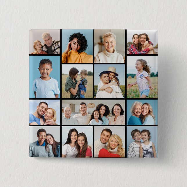 Create Your Own 15 Photo Collage Button (Front)