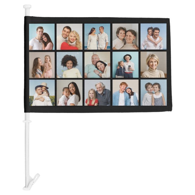 Create Your Own 15 Photo Collage Car Flag (Front)