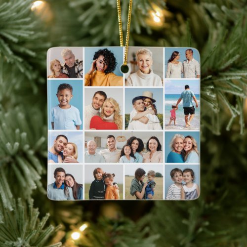 Create Your Own 15 Photo Collage Ceramic Ornament