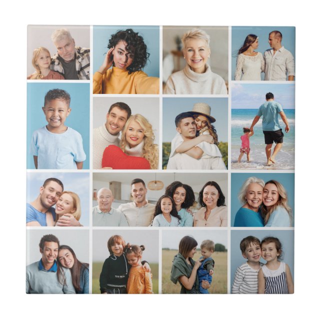 Create Your Own 15 Photo Collage Ceramic Tile (Front)