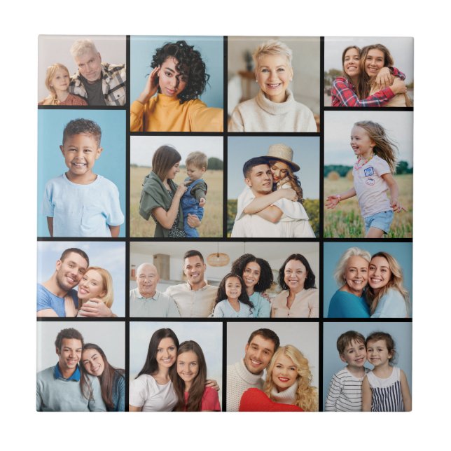 Create Your Own 15 Photo Collage Ceramic Tile (Front)