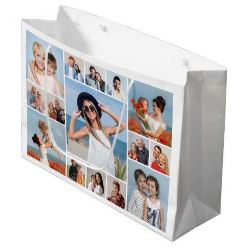 Create Your Own 15 Photo Collage Editable Color Large Gift Bag