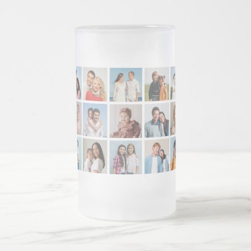 Create Your Own 15 Photo Collage Frosted Glass Beer Mug