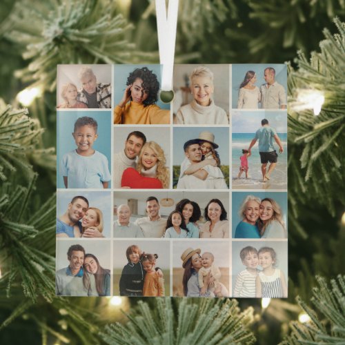 Create Your Own 15 Photo Collage Glass Ornament