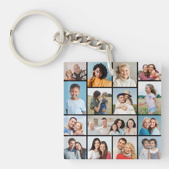 Create Your Own 15 Photo Collage Keychain (Front)