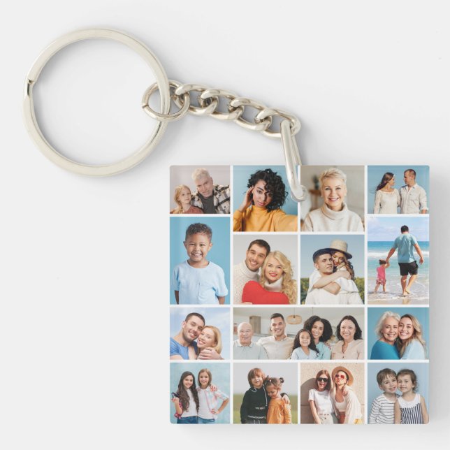 Create Your Own 15 Photo Collage Keychain (Front)