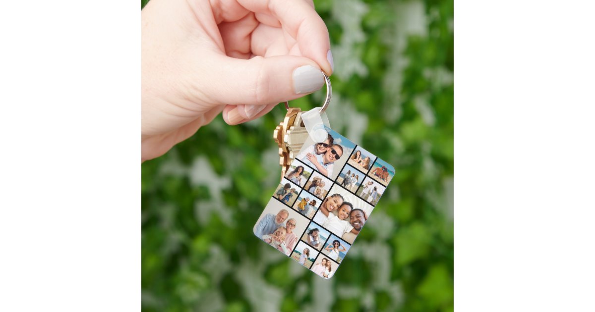 Create Your Own 15 Photo Collage Keychain | Zazzle