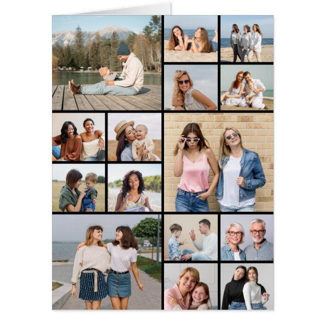 Create Your Own 15 Photo Collage Large Card (Front)