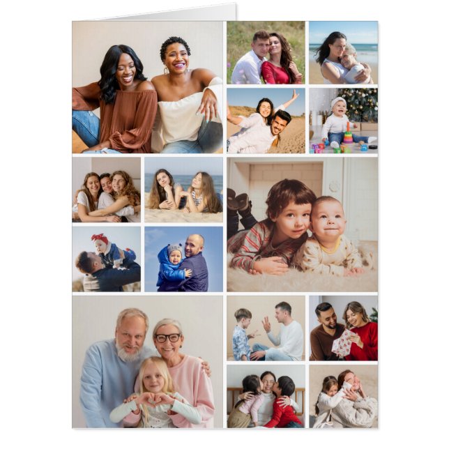 Create Your Own 15 Photo Collage Large Card (Front)