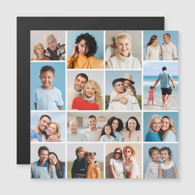 Create Your Own 15 Photo Collage Magnetic Card (Front/Back)