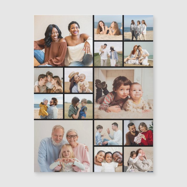 Create Your Own 15 Photo Collage Magnetic Card (Front)