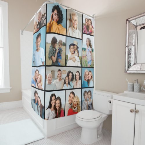 Create Your Own 15 Photo Collage Shower Curtain