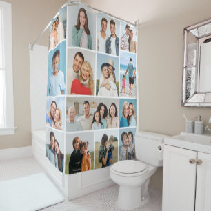 Create Your Own 15 Photo Collage Shower Curtain