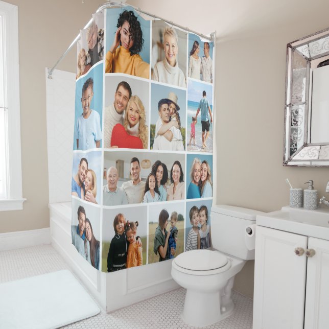 Create Your Own 15 Photo Collage Shower Curtain (In Situ)