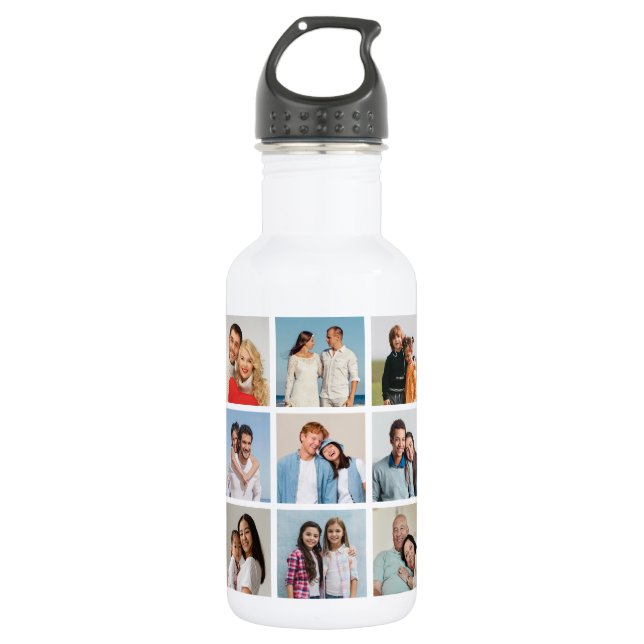 Create Your Own 15 Photo Collage Stainless Steel Water Bottle (Front)