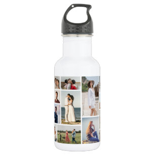 Create Your Own 15 Photo Collage Stainless Steel Water Bottle