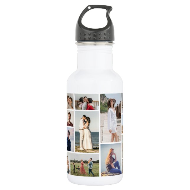 Create Your Own 15 Photo Collage Stainless Steel Water Bottle (Front)