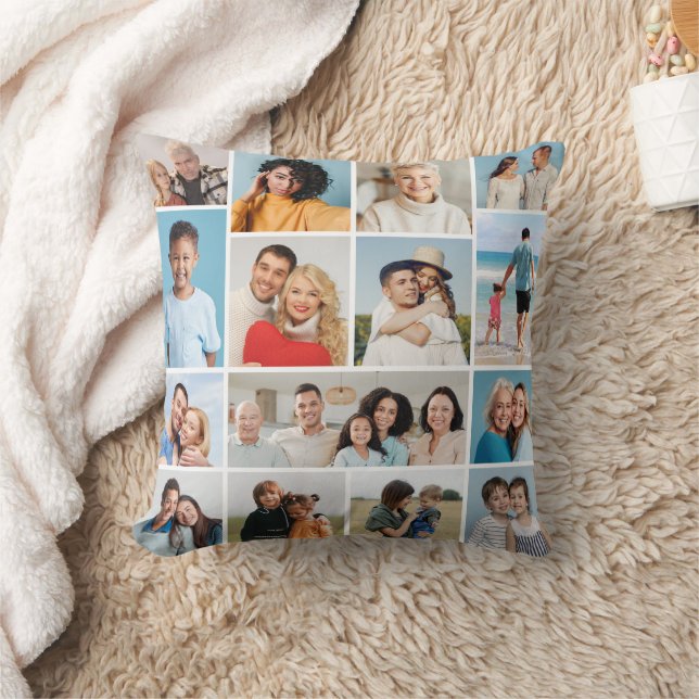 Create Your Own 15 Photo Collage Throw Pillow (Blanket)