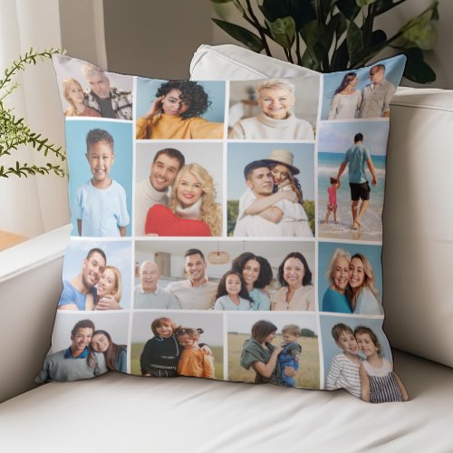 Create Your Own 15 Photo Collage Throw Pillow