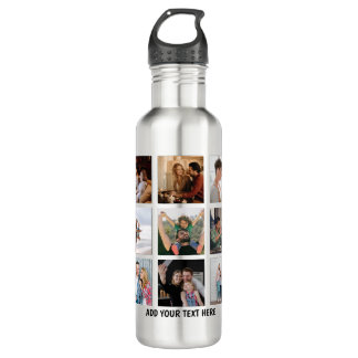 Create Your Own 15 Sqaure Photo Collage Stainless Steel Water Bottle