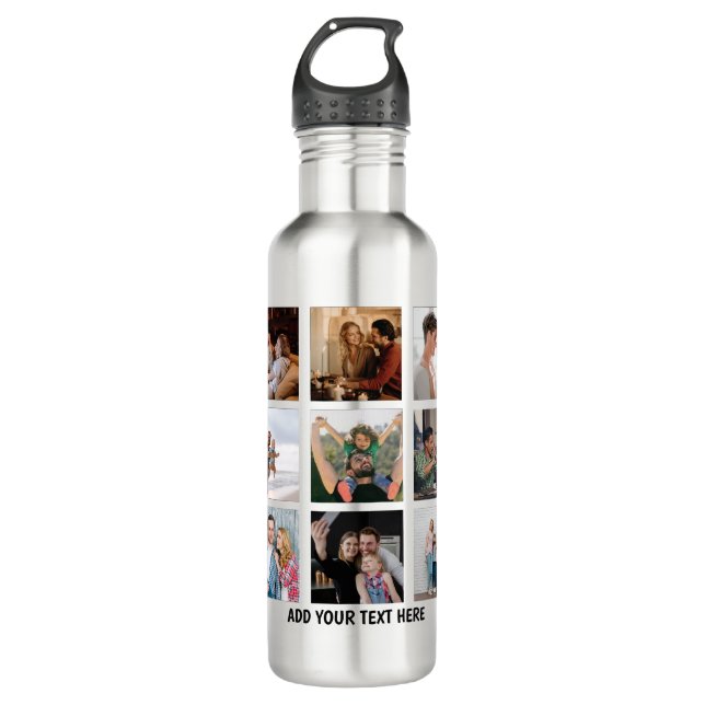 Create Your Own 15 Sqaure Photo Collage Stainless Steel Water Bottle (Front)