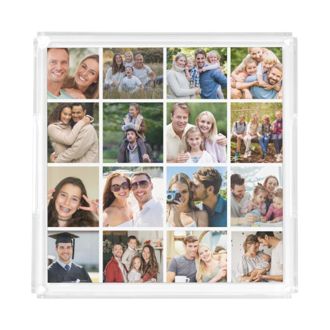 Create your Own 16 Photo Collage  Acrylic Tray (Front)